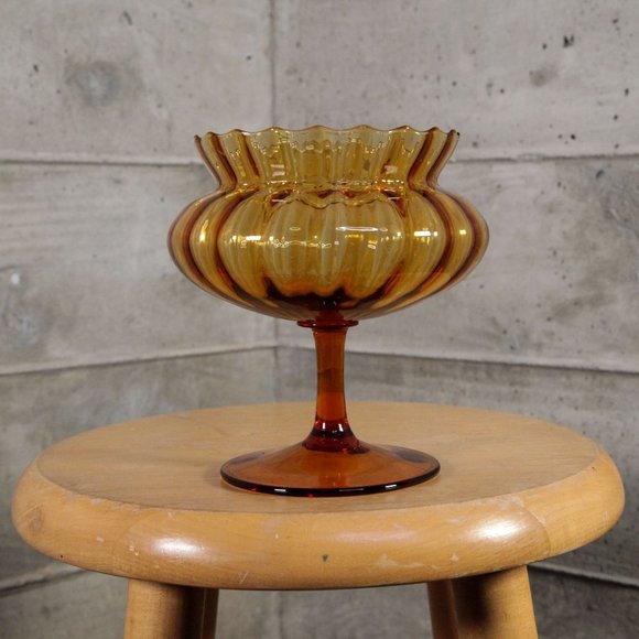 Other - Vintage Amber Glass Footed Bowl